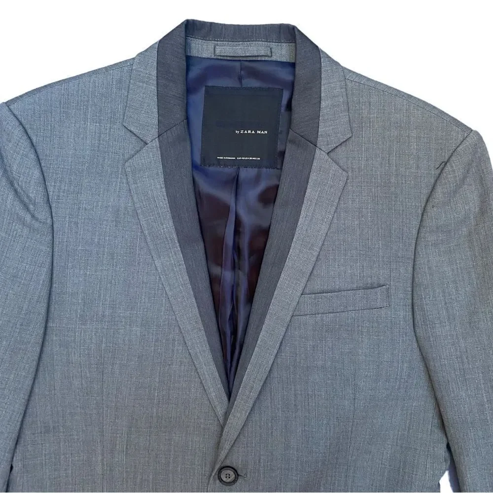 🕶️ Zara Black‎ Tag Men’s Fitted Gray Blazer – Size 40 | Sharp AF